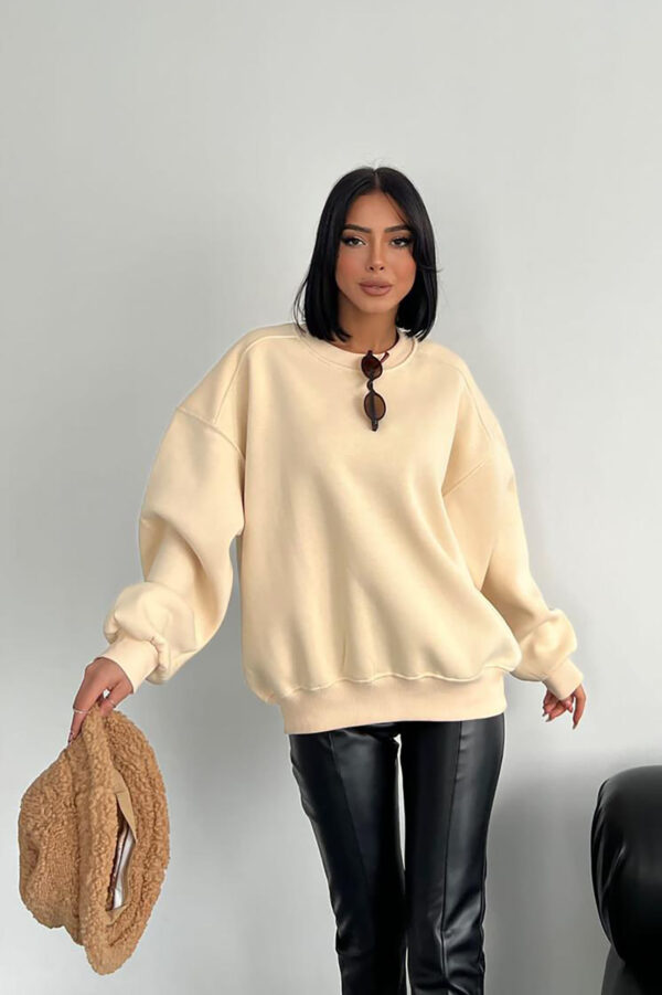 Μπλούζα φούτερ Oversized - Εκρού - Image 3