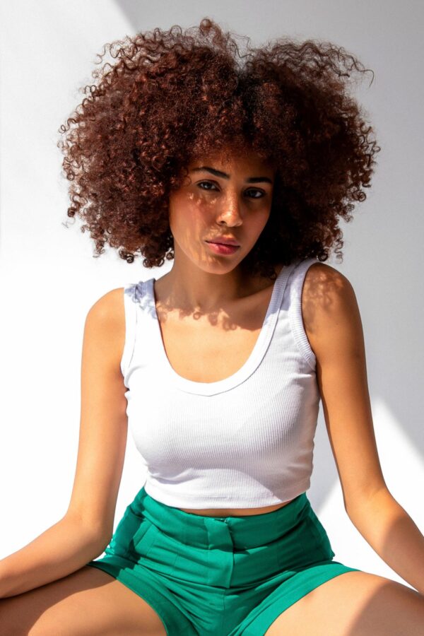 Crop top με πλέξη ριμπ - Λευκό