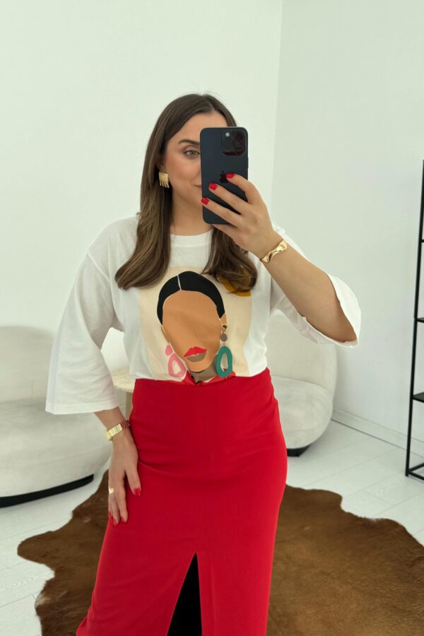 T-shirt σε φαρδιά γραμμή - Λευκό - Image 3